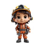 AI generated 3d firefighter isolated on isolated transparent background png. Generated with Ai png