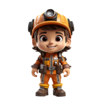 AI generated 3d firefighter isolated on isolated transparent background png. Generated with Ai png