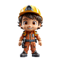 AI generated 3d firefighter isolated on isolated transparent background png. Generated with Ai png