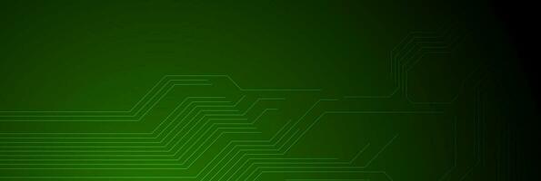 Dark green circuit board chip lines tech background vector