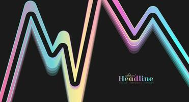 Holographic glossy zig-zag stripe geometric abstract tech background vector