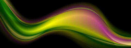 Abstract shiny green purple glossy waves elegant background vector