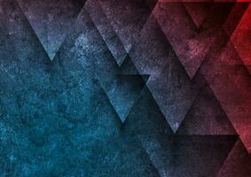 Dark blue red triangles abstract tech grunge background vector