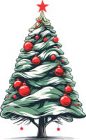 AI generated decorated christmas tree png