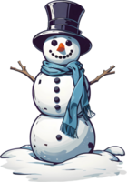 ai généré bonhomme de neige avec chapeau et écharpe png