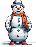 AI generated snowman with hat and scarf png