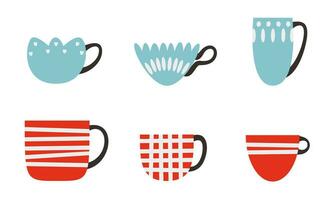 conjunto de diferente tazas. vector