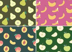 Set of seamless patterns with fruits. vector