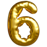 Number six transparent golden balloon. For designing birthday cards Festivals and anniversaries png