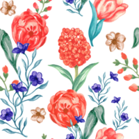 Tulip garden isolated seamless pattern watercolor  spring and summer png