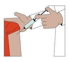 Get your flu shot 2D linear cartoon hands close-up vector
