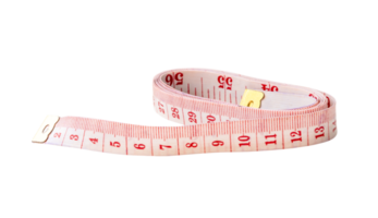 White tape measure with scale number isolated with clipping path in png file format