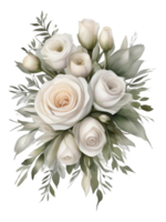 AI generated Free Elegant Flower Bouquet Watercolor Clipart Designs Transparent PNG Background, Generative Ai