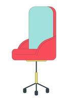 Empty office chair 2D linear cartoon object. Corporate furniture isolated line vector element white background. Workplace. Furniture conference room. Workspace seating color flat spot illustration