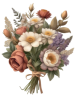 AI generated Free Elegant Flower Bouquet Watercolor Clipart Designs Transparent PNG Background, Generative Ai