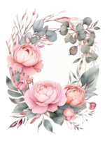 ai généré gratuit élégant fleur bouquet aquarelle clipart dessins transparent png arrière-plan, génératif ai