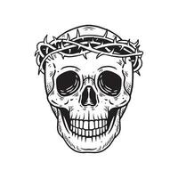 hand drawn skull illustration vector