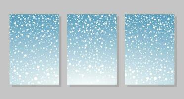 Set of winter sky background with snow, frames. Vector illustration. Social media banner template for stories, posts, blogs, cards, invitations.