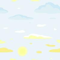 Sky seamless pattern. Dawn and clouds. Vector illustration for prints, wallpapers.