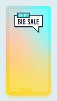 Futuristic vertical gradient background. Social media frame vector illustration.