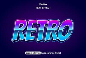 Retro text effect with blue graphic style and editable. vector