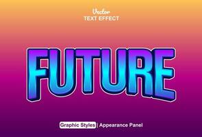 future text effect with a futuristic style in blue and editable vector