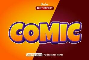 comic text effect with orange graphic style and editable. vector