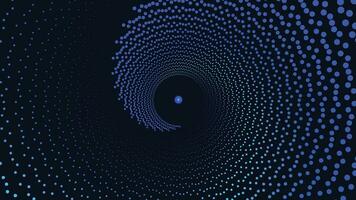 Abstract spiral round vortex style dotted sound background in dark blue color. vector