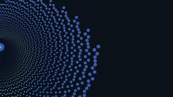 Abstract spiral round vortex style dotted sound background in dark blue color. vector