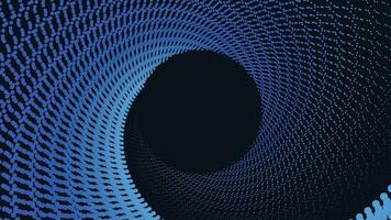 Abstract spiral round vortex style dotted sound background in dark blue color. vector