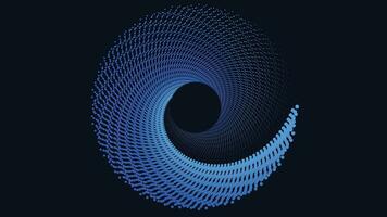 Abstract spiral round vortex style dotted sound background in dark blue color. vector