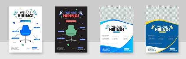 Hiring Job flyer design, We are hiring Job advertisement flyer poster template, Job offer leaflet template. vector