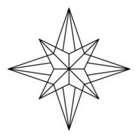 Christmas vector Snowflake origami star of bethlehem isolated on white background. Geometric line snow icon. Xmas Design element for banner, greeting card