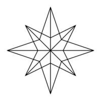Vector Christmas Snowflake origami star of bethlehem isolated on white background. Geometric line snow icon. Xmas Design element for banner, greeting card