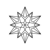 Vector Christmas Snowflake origami star of bethlehem isolated on white background. Geometric line snow icon. Xmas Design element for banner, greeting card