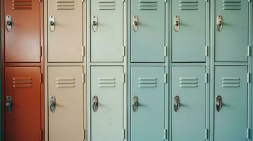 AI generated Generative AI, Row of high school lockers in the hallway, locker room photo