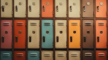 AI generated Generative AI, Row of high school lockers in the hallway, locker room photo