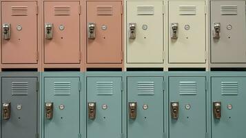 AI generated Generative AI, Row of high school lockers in the hallway, locker room photo