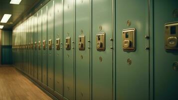 AI generated Generative AI, Row of high school lockers in the hallway, locker room photo