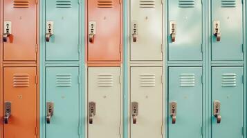 AI generated Generative AI, Row of high school lockers in the hallway, locker room photo