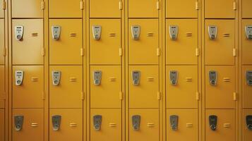 AI generated Generative AI, Row of high school lockers in the hallway, locker room photo