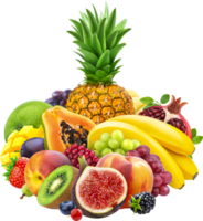Exotic fruits and berries mix isolated png