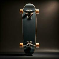Black skateboard on dark background Created with Generative AI photo