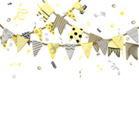 Hand draw party bunting and confetti background, png
