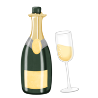 Flasche von Champagner mit ein Glas png