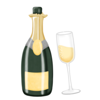 bottle of champagne with a glass png