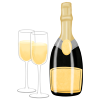 fles van Champagne met een glas PNG