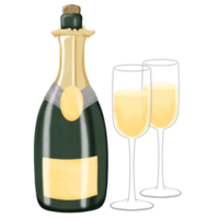 bottle of champagne with a glass png