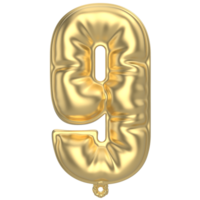 Ballon 9 Nummer Gold png