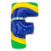 Balloon F Font Flag Brazil 3D Render png